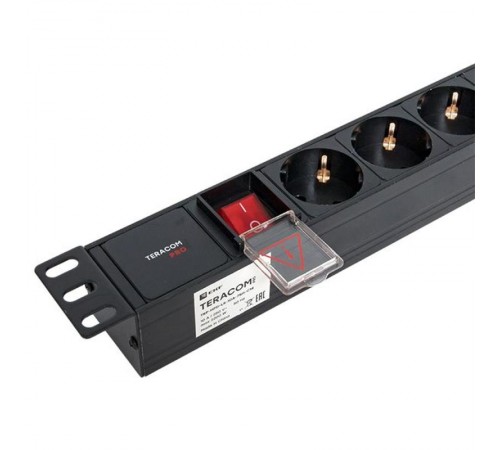 Блок розеток PDU TERACOM PRO 19" 1U 10А/250В 7 розеток Schuko с выключателем разъем C14  TRP-HPD-LS-10A-7SH-C14  EKF