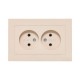 Механизм розетки двойной, 16А, без заземления, без шторок, с рамкой, кремовый Эпика  UP1-SOI-200 EKF