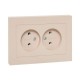 Механизм розетки двойной, 16А, без заземления, без шторок, с рамкой, кремовый Эпика  UP1-SOI-200 EKF
