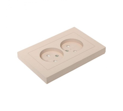 Механизм розетки двойной, 16А, без заземления, без шторок, с рамкой, кремовый Эпика  UP1-SOI-200 EKF