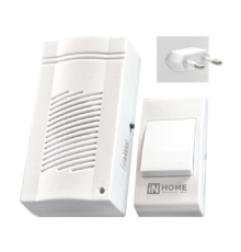 Звонок беспроводной ЗБ-4 32 мелодии 120м сетевой с кнопкой белый  4690612013329  IN HOME