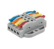 Клемма СМК 222-424P проходная 4 полюса, с монтажной площадкой (0,08-4 мм), серая (25 шт./уп.)  07-6264  REXANT