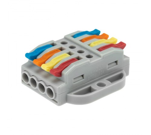 Клемма СМК 222-424P проходная 4 полюса, с монтажной площадкой (0,08-4 мм), серая (25 шт./уп.)  07-6264  REXANT