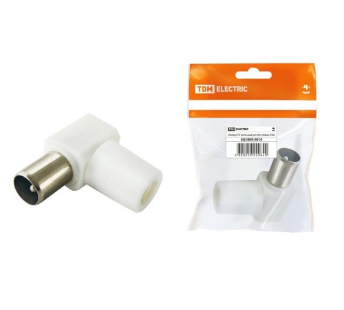 Штекер TV антенный угл. белый без пайки, инд. упаковка   SQ1809-0010  TDM