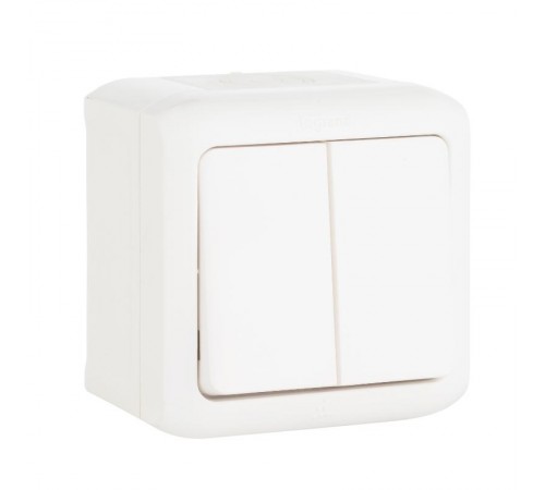 Quteo Белый Выключатель 2-клавишный IP44 10А  782302  Legrand
