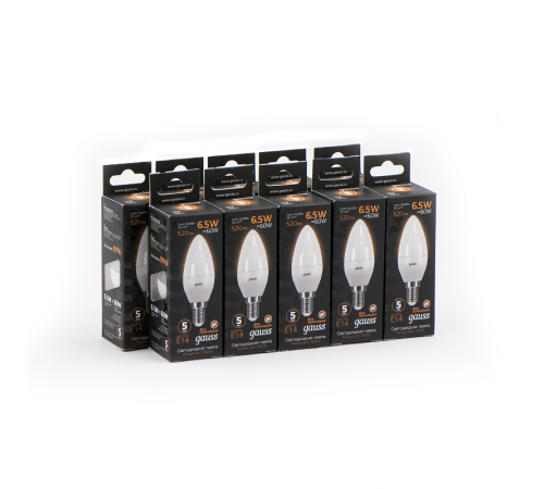 Лампа светодиодная LED 6,5Вт E14 220В 2700К свеча  103101107  Gauss