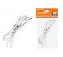 Шнур с выключателем и плоской вилкой ШУ01В ШВВП 2х0,75мм2 2м. белый   SQ1305-0001  TDM