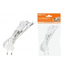 Шнур с выключателем и плоской вилкой ШУ01В ШВВП 2х0,75мм2 2м. белый   SQ1305-0001  TDM