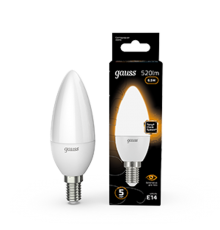 Лампа светодиодная LED 6,5Вт E14 220В 2700К свеча  103101107  Gauss