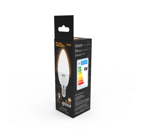 Лампа светодиодная LED 6,5Вт E14 220В 2700К свеча  103101107  Gauss