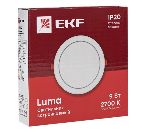Светильник светодиодный встраиваемый ДВО 1004 9Вт 2700K IP20 Basic  DLL-1004-9-2700  EKF