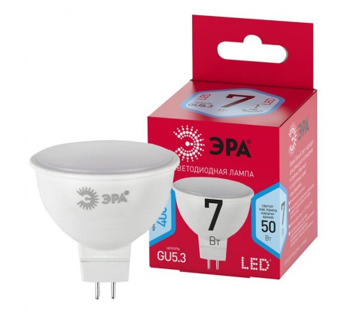 Лампа светодиодная RED LINE LED MR16-7W-840-GU5.3 R GU5.3 7 Вт софит нейтральный белый свет  Б0050690  ЭРА