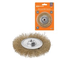 Щетка для УШМ "плоская", 125 мм, гайка М14, латунированная витая проволока d 0,3 мм, "Рубин",  SQ1096-0207  TDM