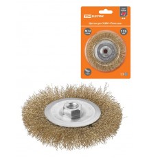 Щетка для УШМ "плоская", 125 мм, гайка М14, латунированная витая проволока d 0,3 мм, "Рубин",  SQ1096-0207  TDM