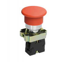 LAY5-ВС42, красный, 1НЗ, гриб без фиксации, хром, без подсветки, d22мм, выключатель кнопочный  (ЭТ)  ET012089  Электротехник