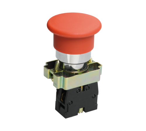 LAY5-ВС42, красный, 1НЗ, гриб без фиксации, хром, без подсветки, d22мм, выключатель кнопочный  (ЭТ)  ET012089  Электротехник