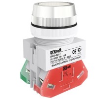 Выкл. кноп. ABLF 30 мм Цвет:БЕЛЫЙ 220В ВK-30   25041DEK  DEKraft