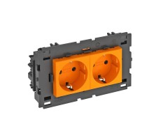 Розетка двойная 0° Modul45connect с з/к, 250 В, 16A (оранжевый) (STD-D0C8 ROR2)  6120434  OBO Bettermann