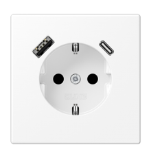 Розетка SCHUKO® с USB-зарядным устройством, тип A + тип С; термопласт; белый матовый LS1520-15CAWWM Jung