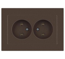 Розетка Intro Accent 6-204-08 2х2P, 16А-250В, IP20, СУ, AL/CU, бронза  Б0063472  Intro