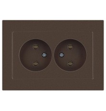 Розетка Intro Accent 6-204-08 2х2P, 16А-250В, IP20, СУ, AL/CU, бронза  Б0063472  Intro