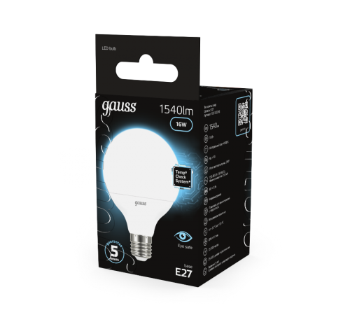 Лампа светодиодная Black LED G95 E27 16W 1400lm 4100K  105102216  Gauss