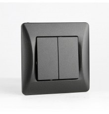 Выключатель двухклавишный, 10А, 220-250V (антрацит)  201122  SPL