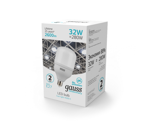 Лампа светодиодная Elementary LED T100 E27 32W 2600lm 180-240V 4000K 1/20  63223  Gauss