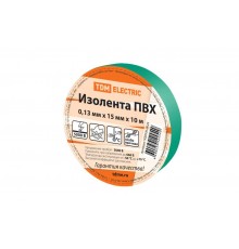 Изолента ПВХ 0,13*15мм Зеленая 10м   SQ0526-0024  TDM