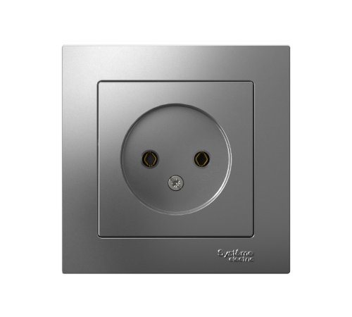 AtlasDesign Сталь Розетка без заземления, 16А, (в сборе с рамкой)  ATN000940  SE