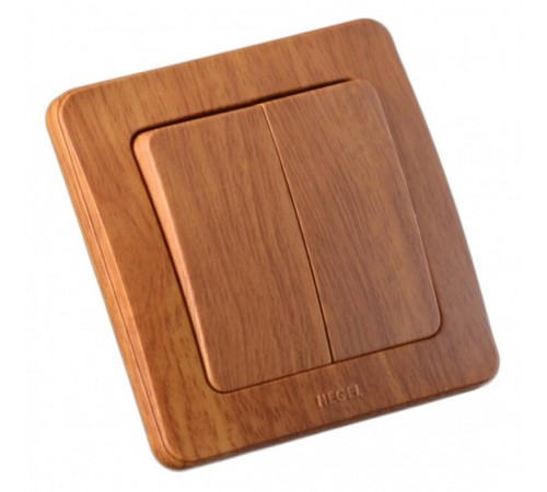 Выключатель скрытой установки, двухклавишный, цвет дуб  ВС16-351-05  HEGEL