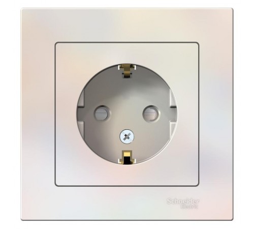 AtlasDesign Жемчуг Розетка с заземлением со шторками, 16А, (в сборе с рамкой)  ATN000444  SE