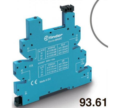 Розетка MasterBASIC с винтовыми клеммами (с зажимной клетью) для реле 34 серии; питание 24В DC; в комплекте пластиковая клипса; опции: LED  93617024