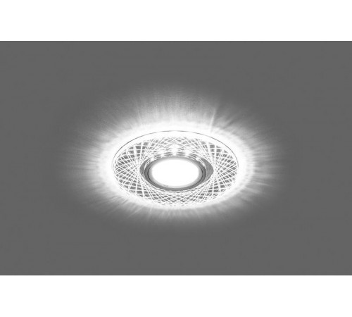 Светильник точечный встраиваемый под лампу, с LED подсветкой CD970 15LED*2835 SMD 4000K, MR16 50W G5.3, прозрачный, хром  29666  FERON