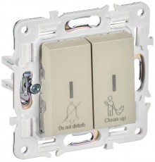 SKANDY Выключатель 2-клавишный с индикацией для отелей 10А SK-V16B бежевый   SK-V20-2-10-K10  IEK