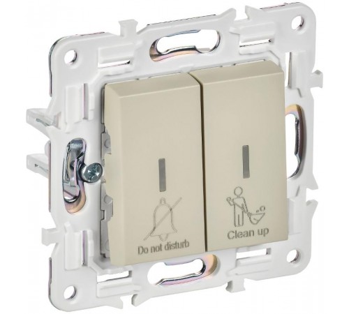 SKANDY Выключатель 2-клавишный с индикацией для отелей 10А SK-V16B бежевый   SK-V20-2-10-K10  IEK