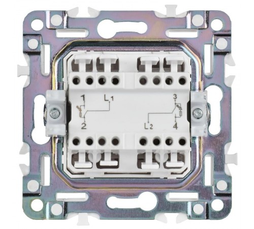 SKANDY Выключатель 2-клавишный с индикацией для отелей 10А SK-V16Gr серый   SK-V20-2-10-K03  IEK