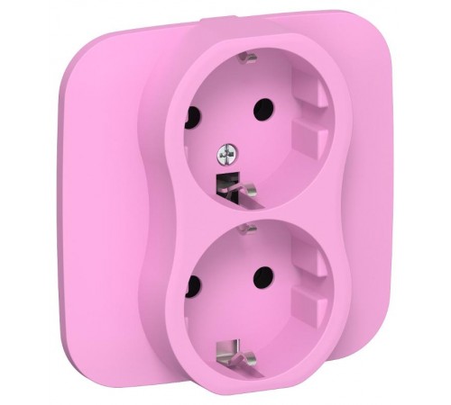 FLITE Розетка 2-ая с заземлением без шторок быстрозажимные клеммы 16А РС12-1-А-ФлПр пурпурный  FI-R21A-16-1-K99  IEK