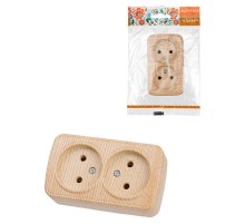 Розетка двойная 2П открытой установки IP20 10А, сосна "Дача" Народная  SQ1824-0039  TDM