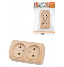 Розетка двойная 2П открытой установки IP20 10А, сосна "Дача" Народная  SQ1824-0039  TDM