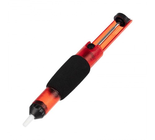 Вакуумный экстрактор припоя (оловоотсос), пластик, прозрачно-красный  12-0204  REXANT