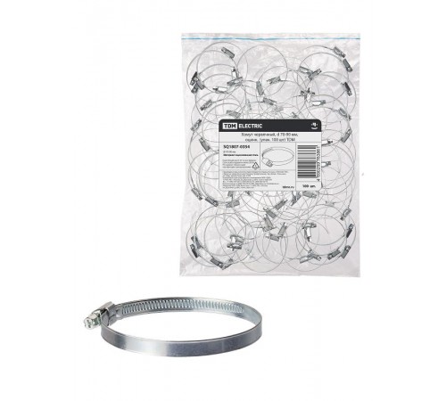 Хомут червячный, d 70-90 мм, оцинк (упак. 100 шт)  SQ1807-0354  TDM