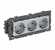 Розетка тройная 0° Modul45connect с з/к, 250 В, 16A (алюминий) (STD-D0C8 AL3)  6120462  OBO Bettermann