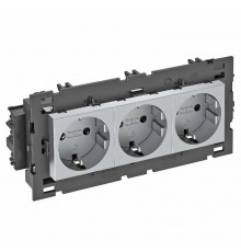 Розетка тройная 0° Modul45connect с з/к, 250 В, 16A (алюминий) (STD-D0C8 AL3)  6120462  OBO Bettermann