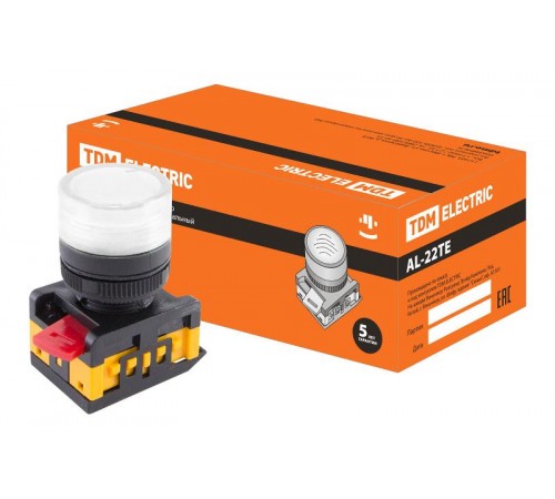 Лампа AL-22TE сигнальная d22мм белый неон/230В цилиндр   SQ0702-0037  TDM