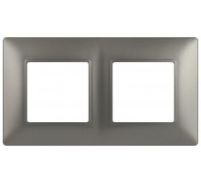 Рамка для розеток и выключателей Elegance 14-5002-16 на 2 поста, титан  Б0065815  ЭРА