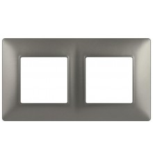 Рамка для розеток и выключателей Elegance 14-5002-16 на 2 поста, титан  Б0065815  ЭРА