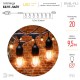 Гирлянда нить Филамент 2, ERABL-FIL2 9,5 м, длина провода 60 см, 20 LED, теплый белый, E27, каучук, 220В, IP44  Б0056018  ЭРА