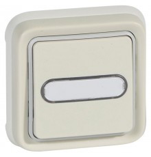 Plexo Белый Выключатель 1-клавишный с подсв. кнопочный (НО+НЗ- контакт) встраиваемый  с держ. Этикетки IP55  069864  Legrand
