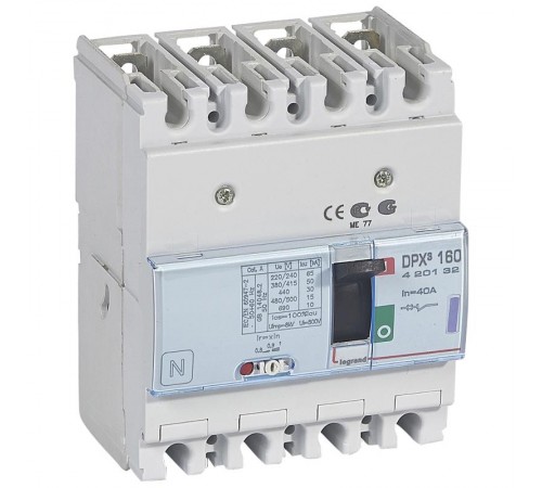 Автоматический выключатель DPX3 160 термомагнитный расцепитель 50кА 400В 4П 40А  420132  Legrand